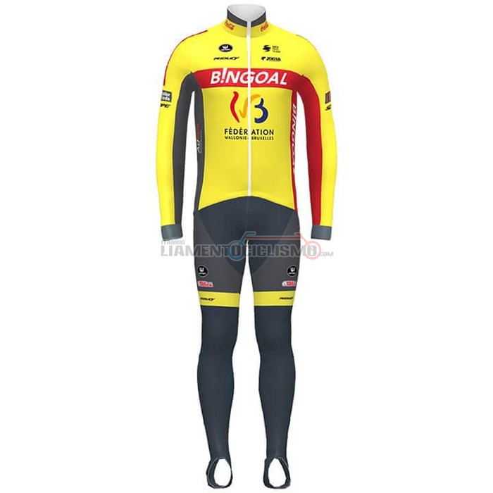 Abbigliamento Ciclismo Wallonie Bruxelles Manica Lunga 2020 Giallo Rosso